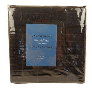 Simply Vera Wang Tea Garden Euro Sham Brown Tan Stitching 26 x 26 Bedding Home